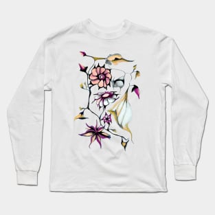 Art Nouveau Watercolor Perennials in Pastel Colors Long Sleeve T-Shirt